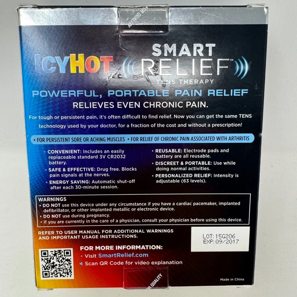Icy Hot Smart Relief TENS Therapy Back Hip Refill Pads 2ct + Battery 09/2017